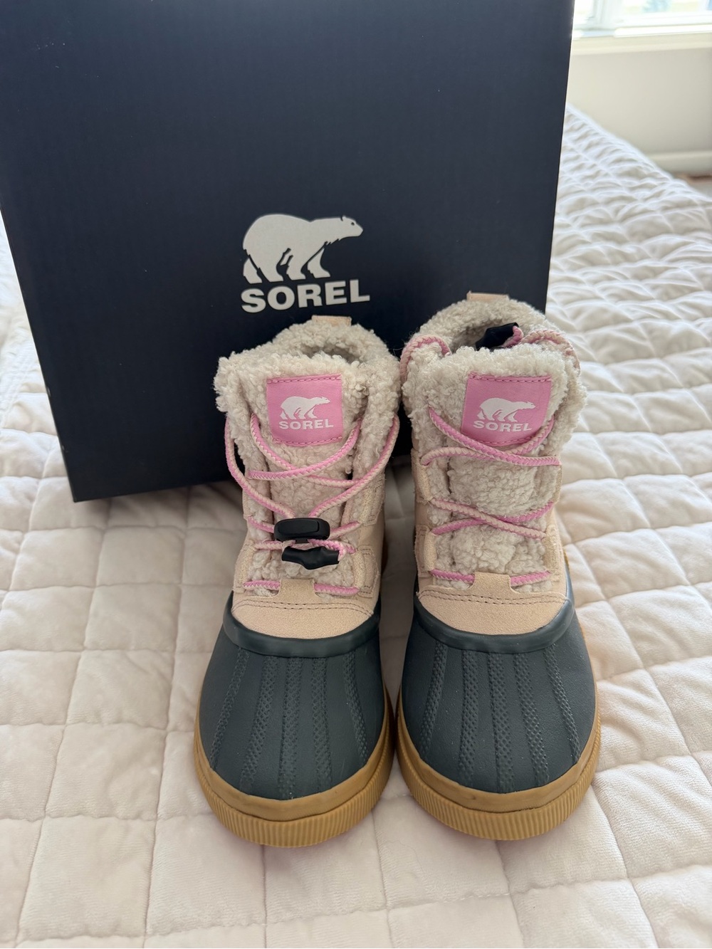 Sorel Kids Pink and Gray Insulated Winter Boots